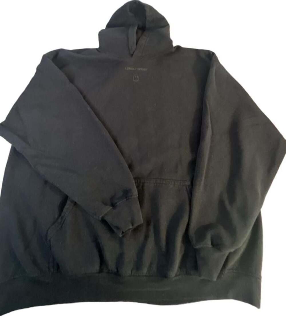 Lonely Ghost Black Pullover Hoodie with Ghost Logo Size X-Large